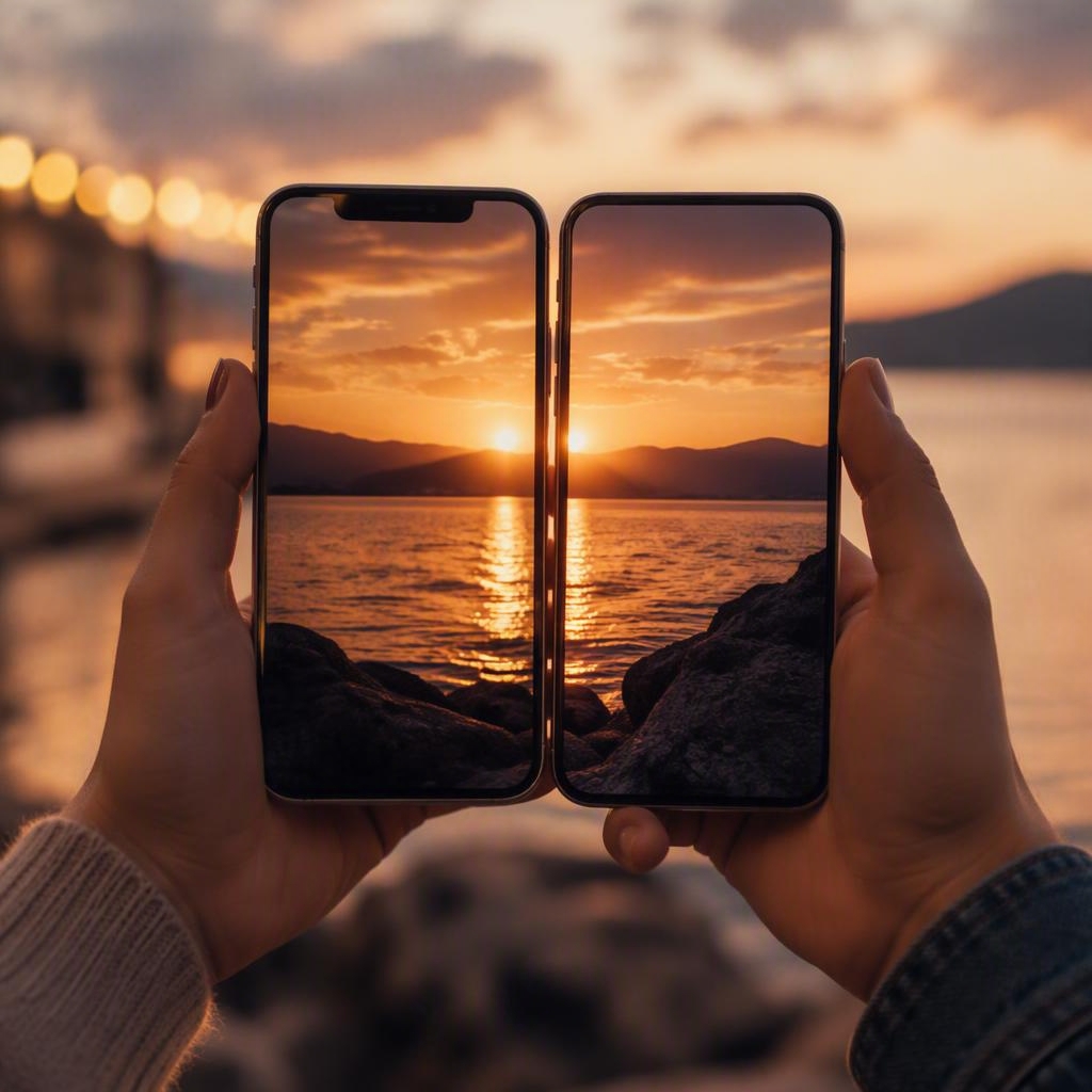 Una composición cálida y minimalista de un smartphone sobre una superficie de lino junto a una nota escrita a mano y una taza de té, que sugiere una cita nocturna a distancia.